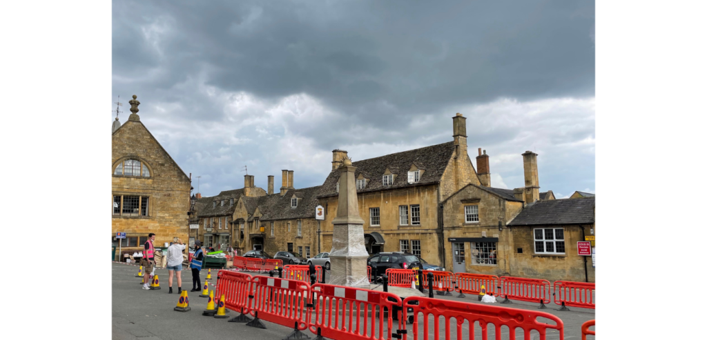 Netflix film,ing chipping campden market square memorial monument
